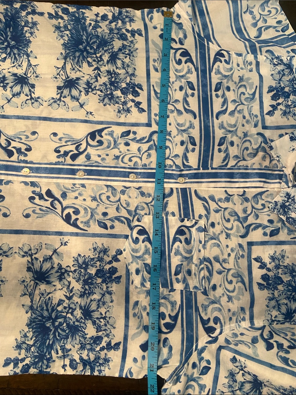 Calypso St. Barth White and Blue Floral Button-Down Shirt, size S - Picture 11 of 15